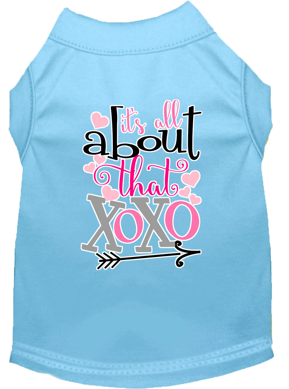 All about that XOXO Screen Print Dog Shirt Baby Blue Sm